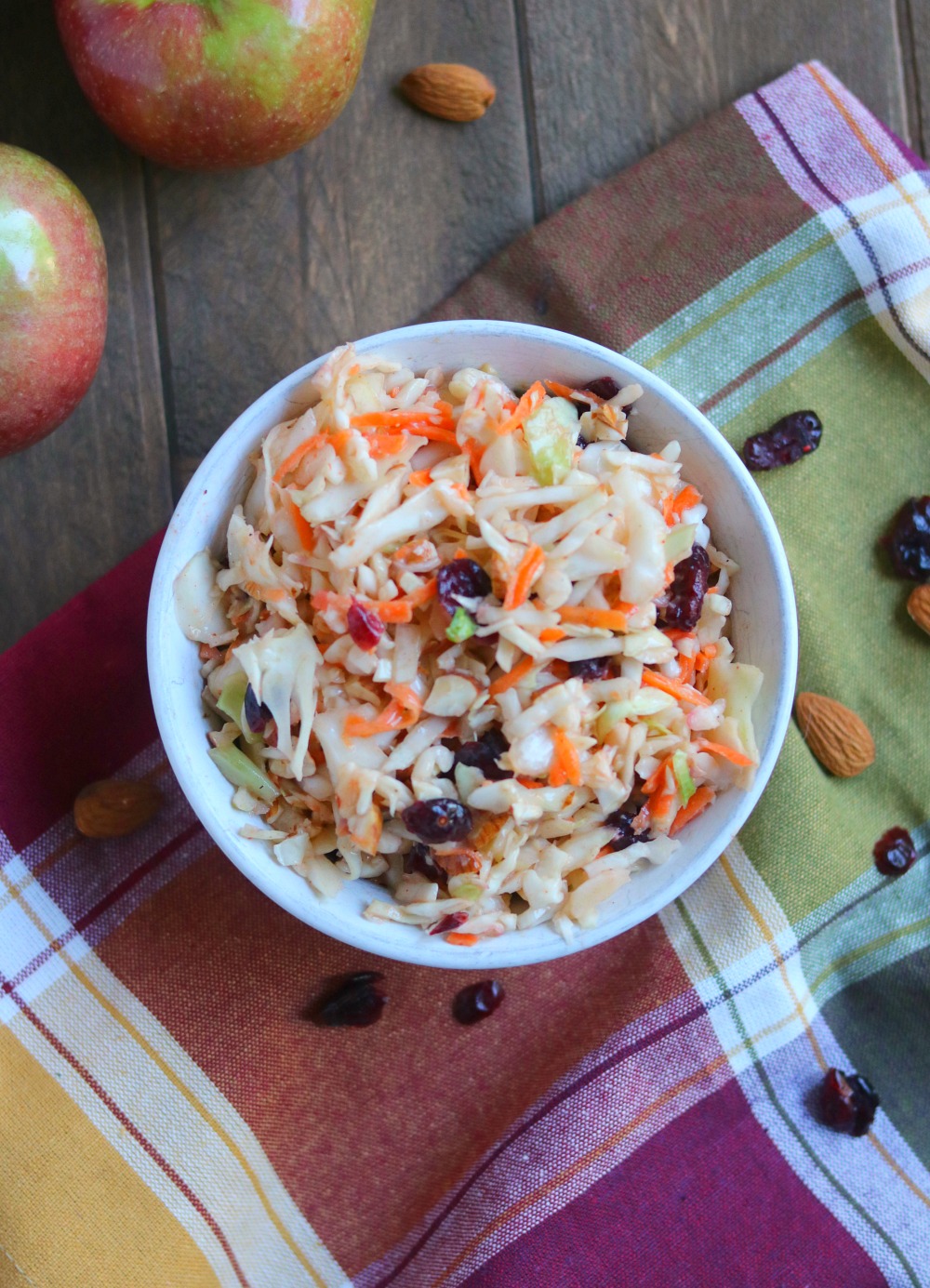 apple cranberry and almond coleslaw