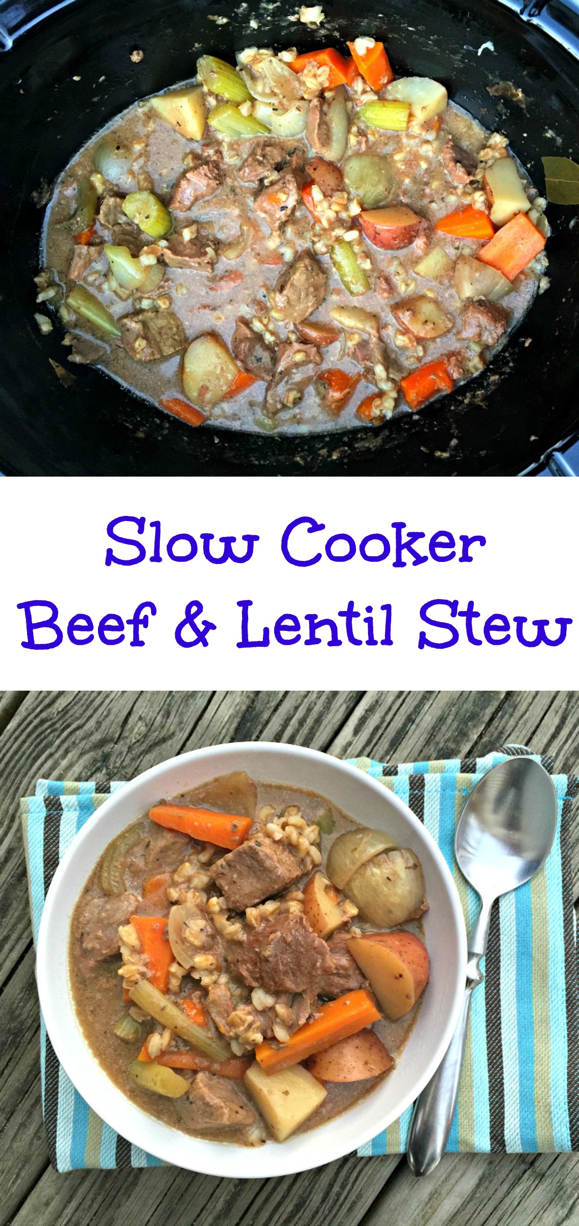 Slow Cooker Lentil And Beef Stew - Chocolate Slopes®